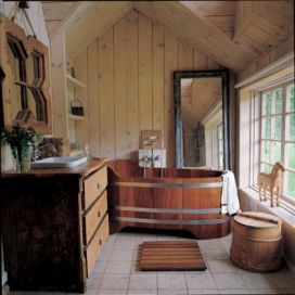 Drevená kúpeľňa, drevená vaňa