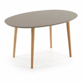 Sivý oválny rozkladací jedálenský stôl La Forma Oakland, 140 x 90 cm