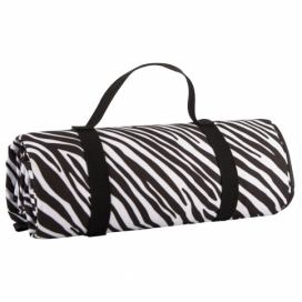 Čierno-biela pikniková deka Navigate Zebra Stripes, 150 x 140 cm