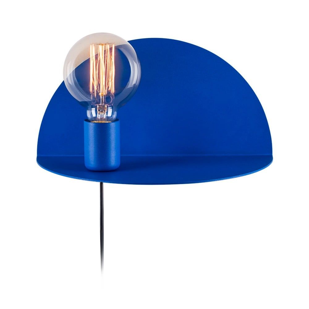 Modrá nástenná lampa s poličkou Shelfie Anna, výška 15 cm - Bonami.sk