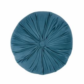 Modrý zamatový dekoratívny vankúš Tiseco Home Studio Velvet, ø 38 cm Bonami.sk