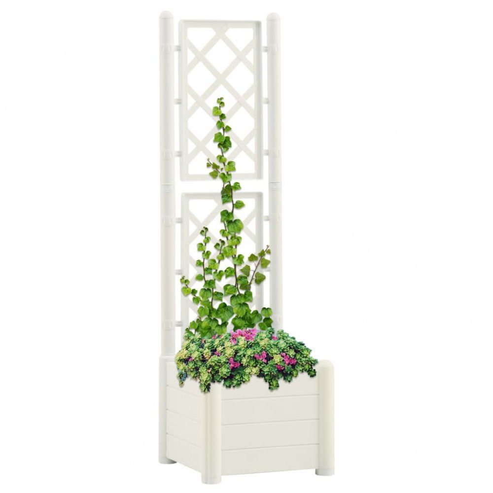 Záhradný kvetináč s treláží 43 x 43 x 142 cm PP Dekorhome Biela - dekorhome.sk