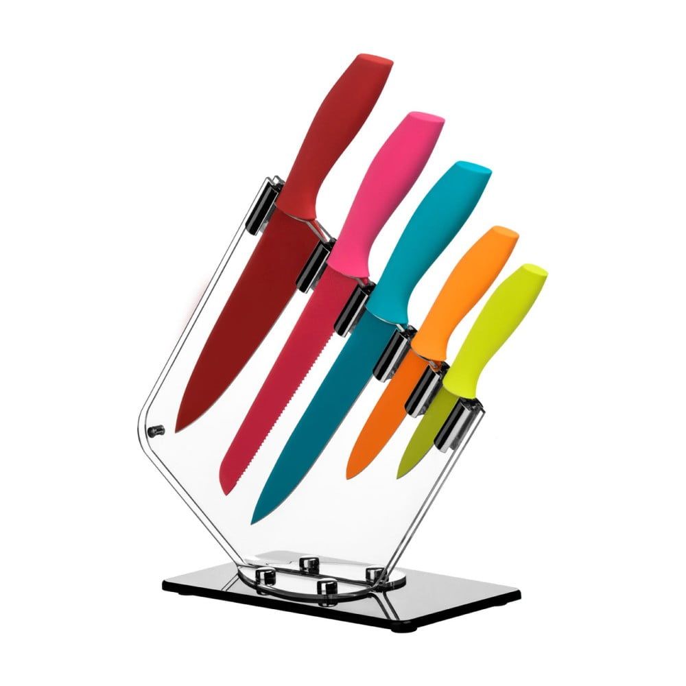 Sada 5 farebných nožov so stojanom Premier Housewares Soft Grip - Bonami.sk