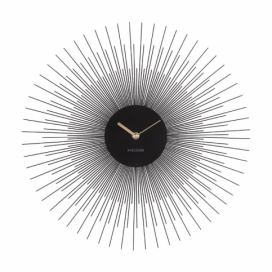 Čierne nástenné hodiny Karlsson Peony Large, ø 60 cm