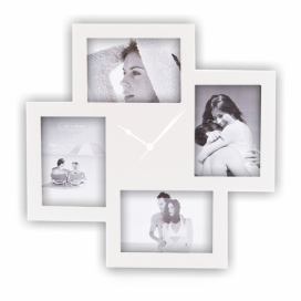 Biele nástenné hodiny s fotorámikmi Tomasucci Collage