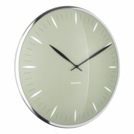 Zelené sklenené nástenné hodiny Karlsson Leaf, ø 40 cm