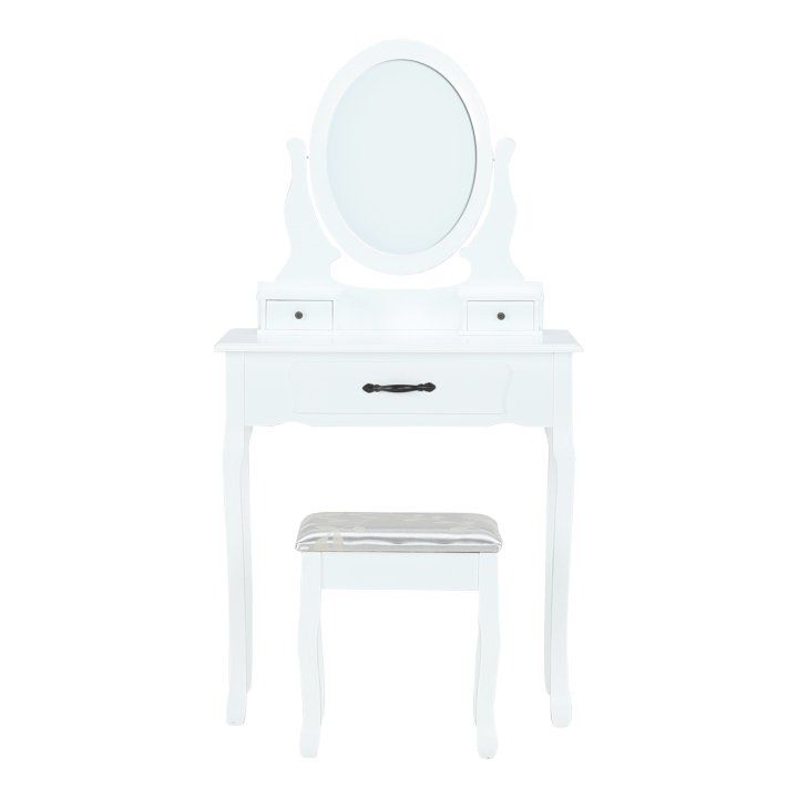Toaletný stolík s taburetkou Linet New - biela / strieborná / zlatá - nabbi.sk