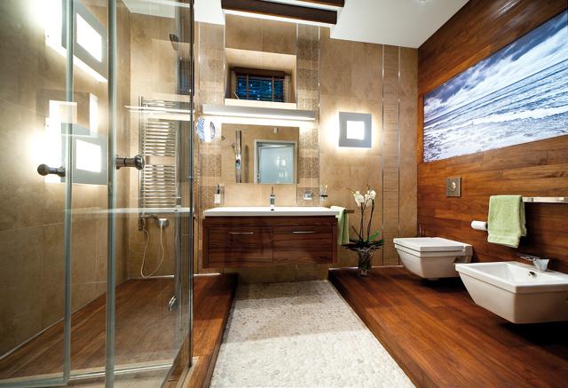 Drevená podlaha v kúpeľni - 