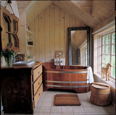 Drevená kúpeľňa, drevená vaňa - 