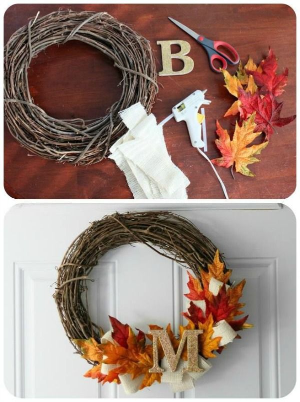 jesenné dekoračné veniec na dvere - 
