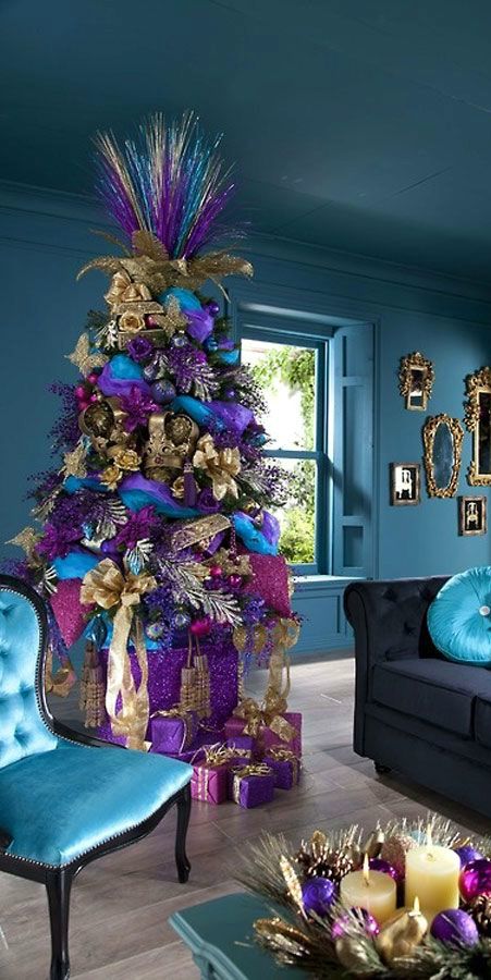 Modro-fialový vianočný stromček - 