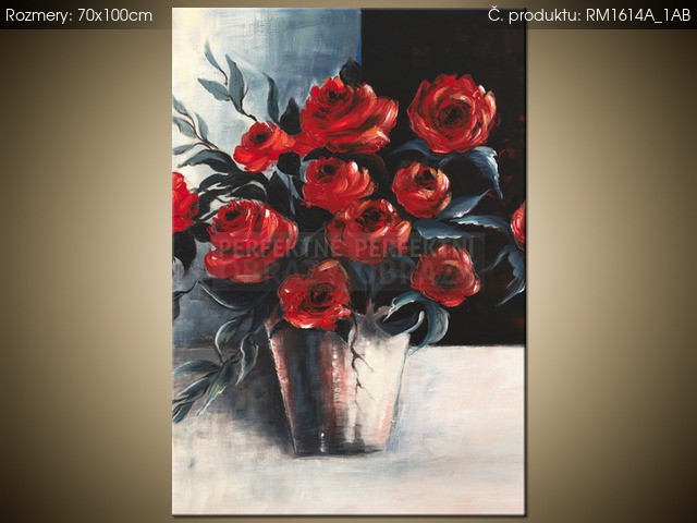 Ručne maľovaný obraz Ruže vo váze 70x100cm RM1614A_1AB | Moderné obrazy na stenu - PerfektniObrazy.cz - 