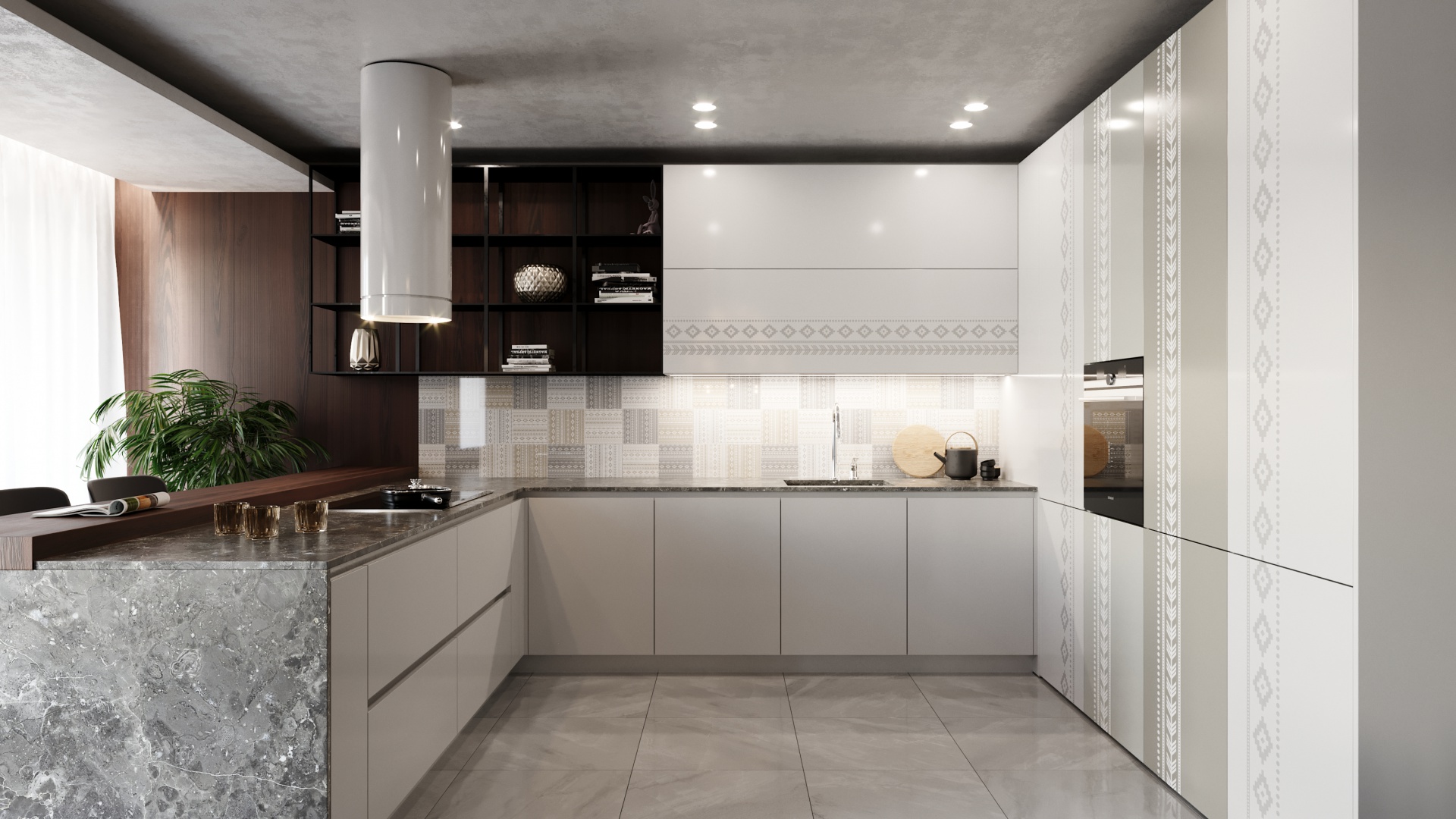 Kuchyňa bielo hnedá moderné - 