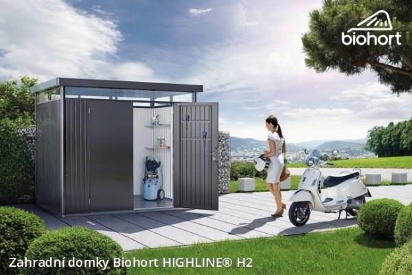 Biohort Záhradný domček HIGHLINE® H2, strieborná metalíza - 