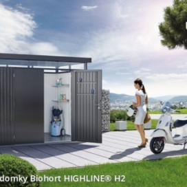 Biohort Záhradný domček HIGHLINE® H2, strieborná metalíza