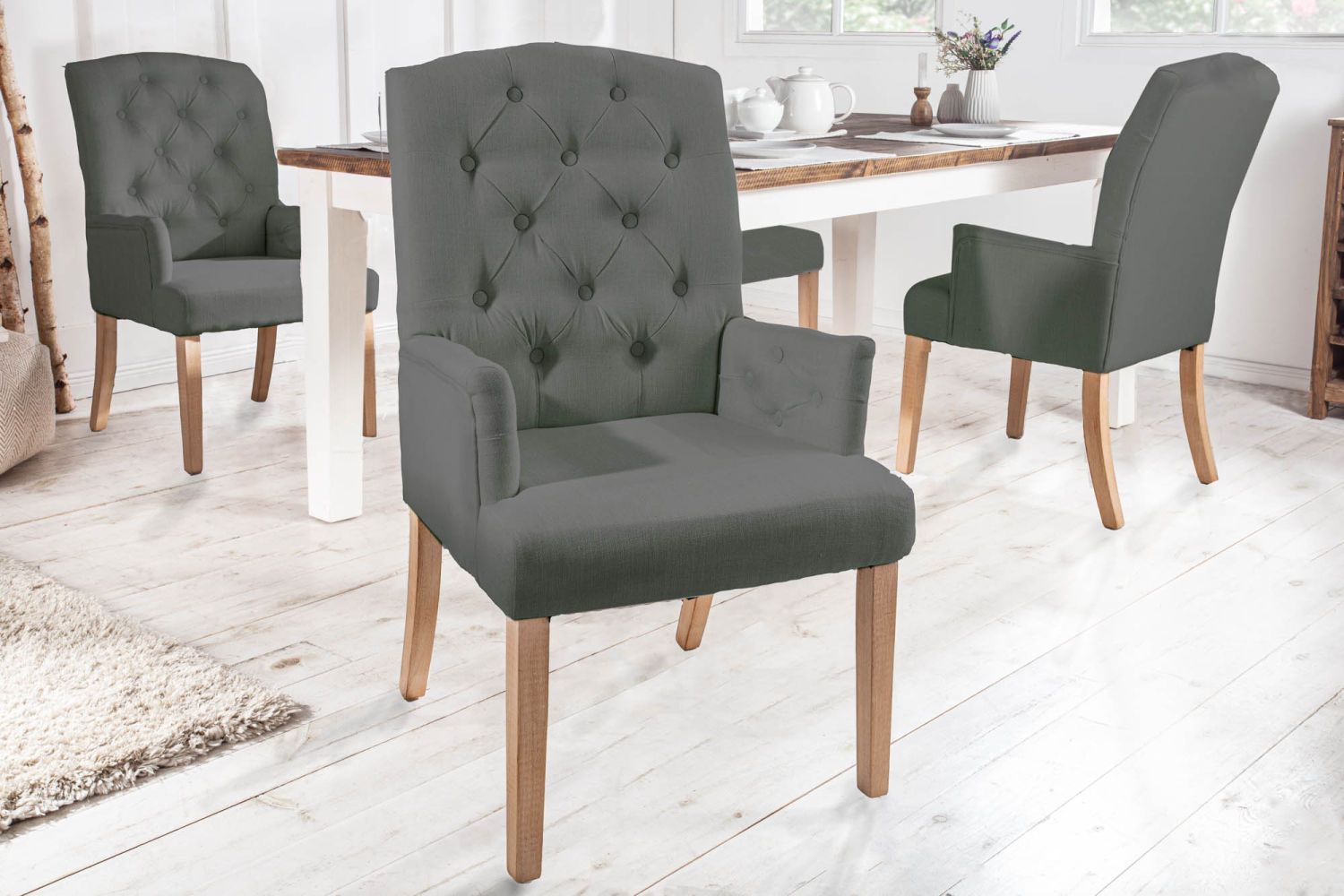 LuxD 23781 Dizajnová stolička s podrúčkami Queen svetlosivá - ESTILOFINA.SK