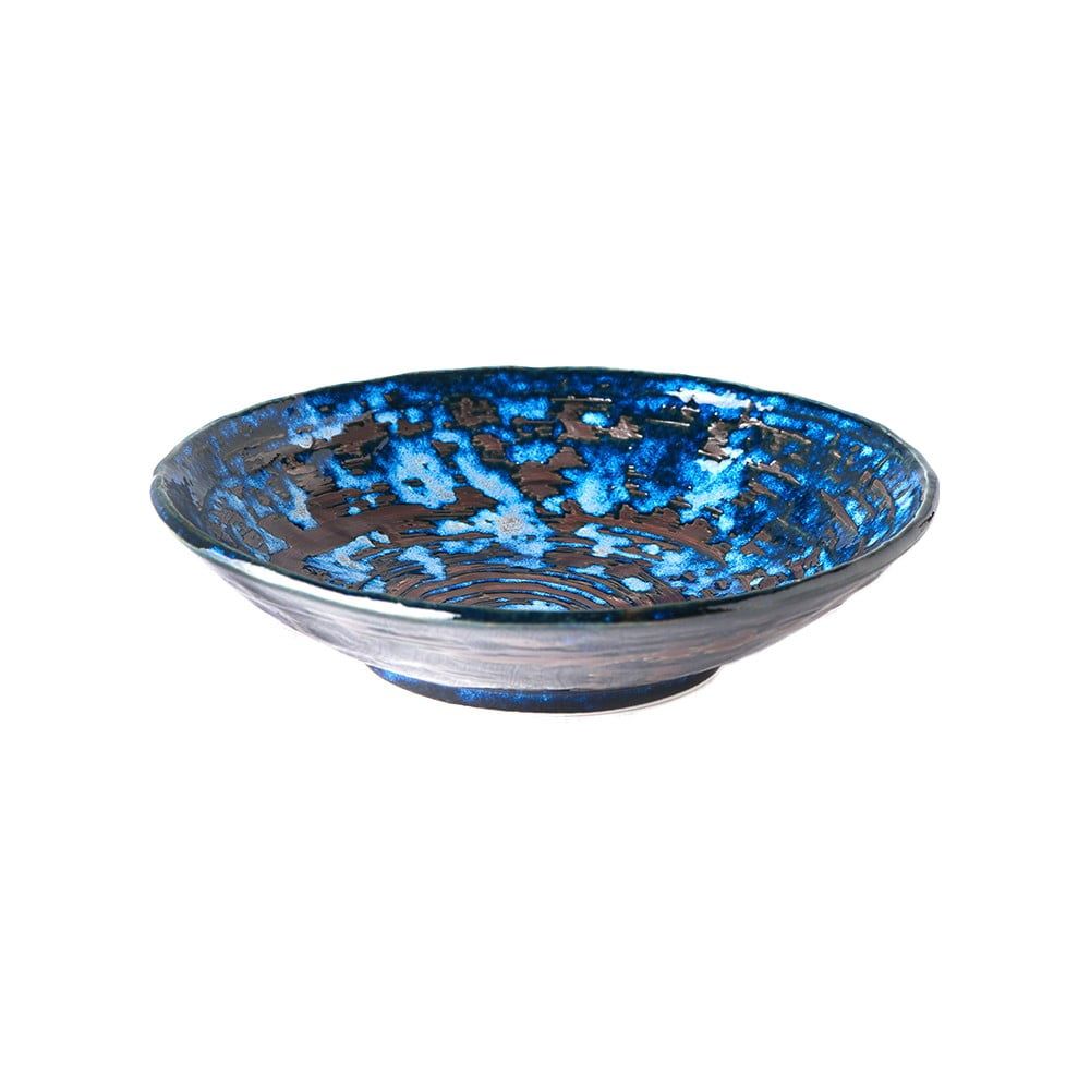 Modrý keramický hlboký tanier MIJ Copper Swirl, ø 24 cm - Bonami.sk