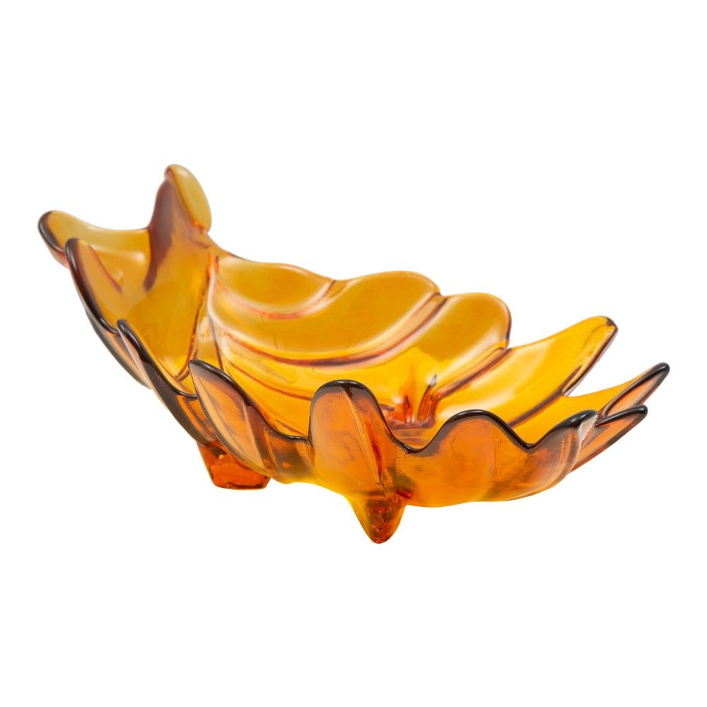 Oranžová miska z recyklovaného skla Mauro Ferretti Leaf, 33 x 20 cm - Bonami.sk