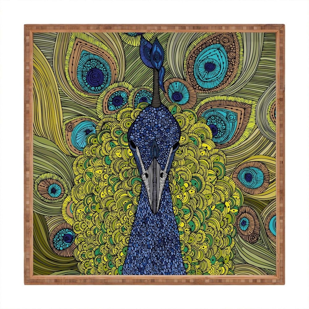 Drevený dekoratívny servírovací podnos Peacock, 40 × 40 cm - Bonami.sk