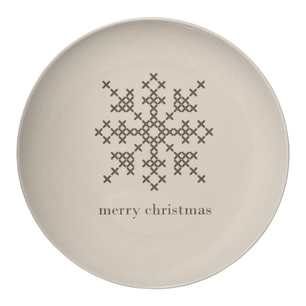Biely kameninový tanier Bloomingville Cross Christmas, ⌀ 25 cm - Bonami.sk
