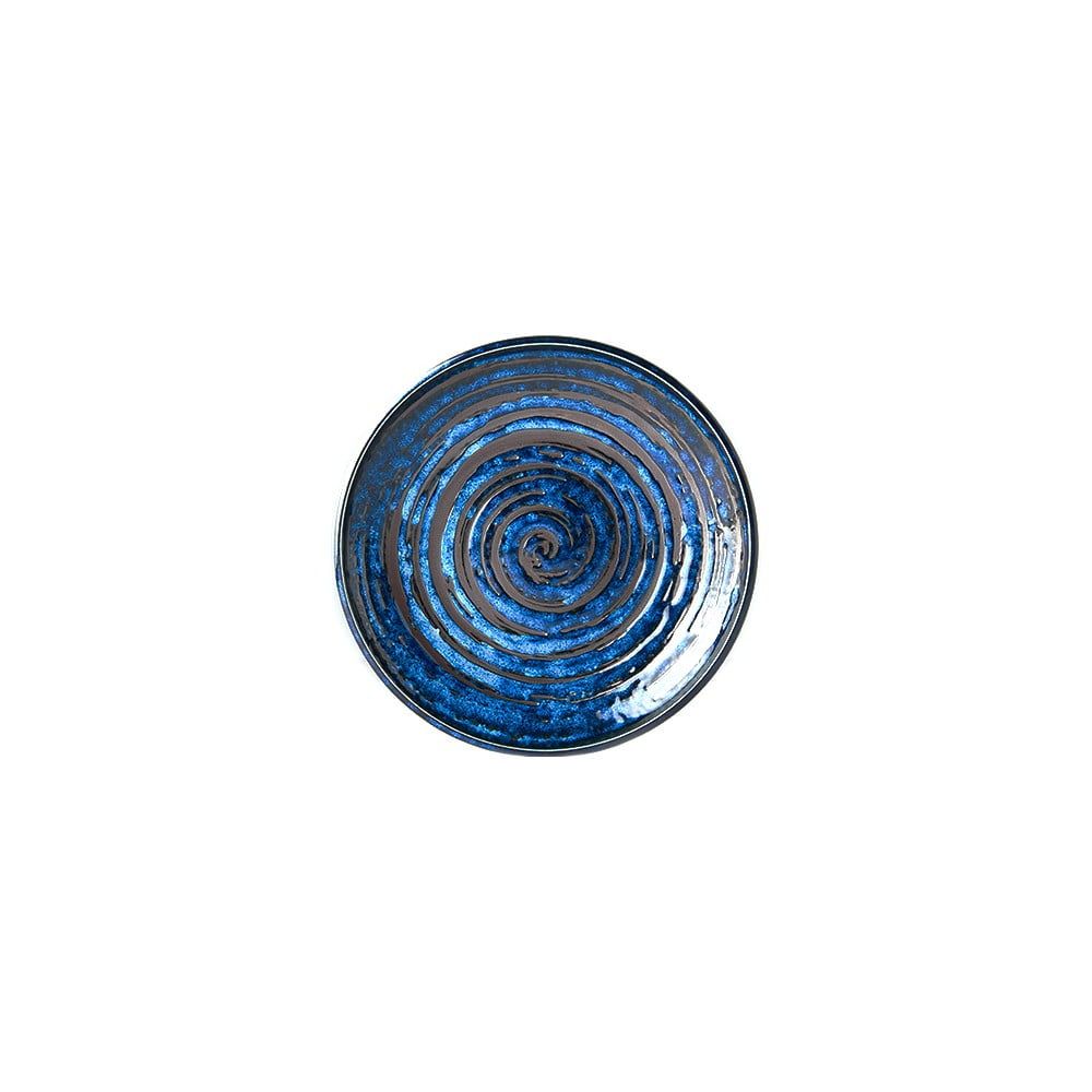 Modrý keramický tanier Mij Copper Swirl, ø 20 cm - Bonami.sk