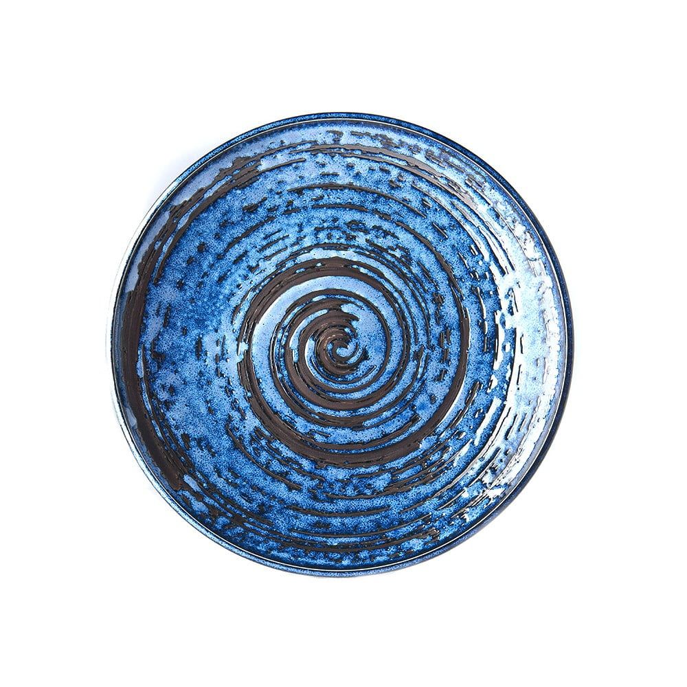 Modrý keramický tanier Mij Copper Swirl, ø 25 cm - Bonami.sk