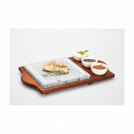 Servírovací podnos s kamennou doskou a miskami Bisetti Stone Plate, 48 × 30 cm