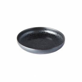 Čierno-sivý keramický tanier so zdvihnutým okrajom Mij Pearl, ø 22 cm