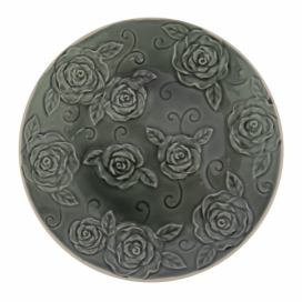 Čierny ozdobný tanier Antic Line Roses, ⌀ 25,5 cm