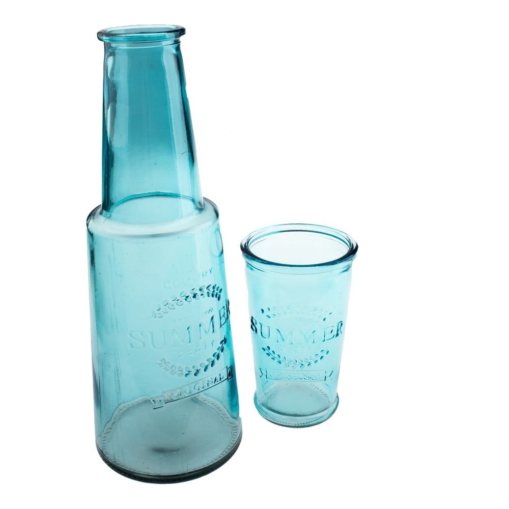 Modrá sklenená karafa s pohárom, 800 ml - Bonami.sk