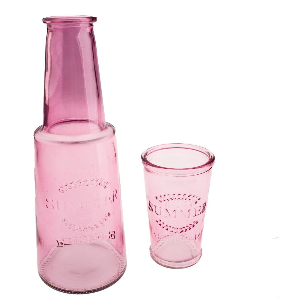 Ružová sklenená karafa s pohárom, 800 ml - Bonami.sk