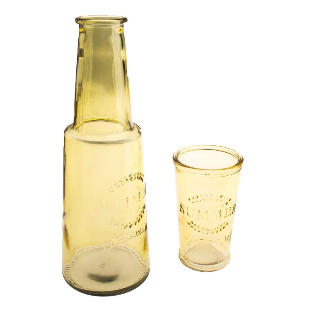 Žltá sklenená karafa s pohárom, 800 ml - Bonami.sk