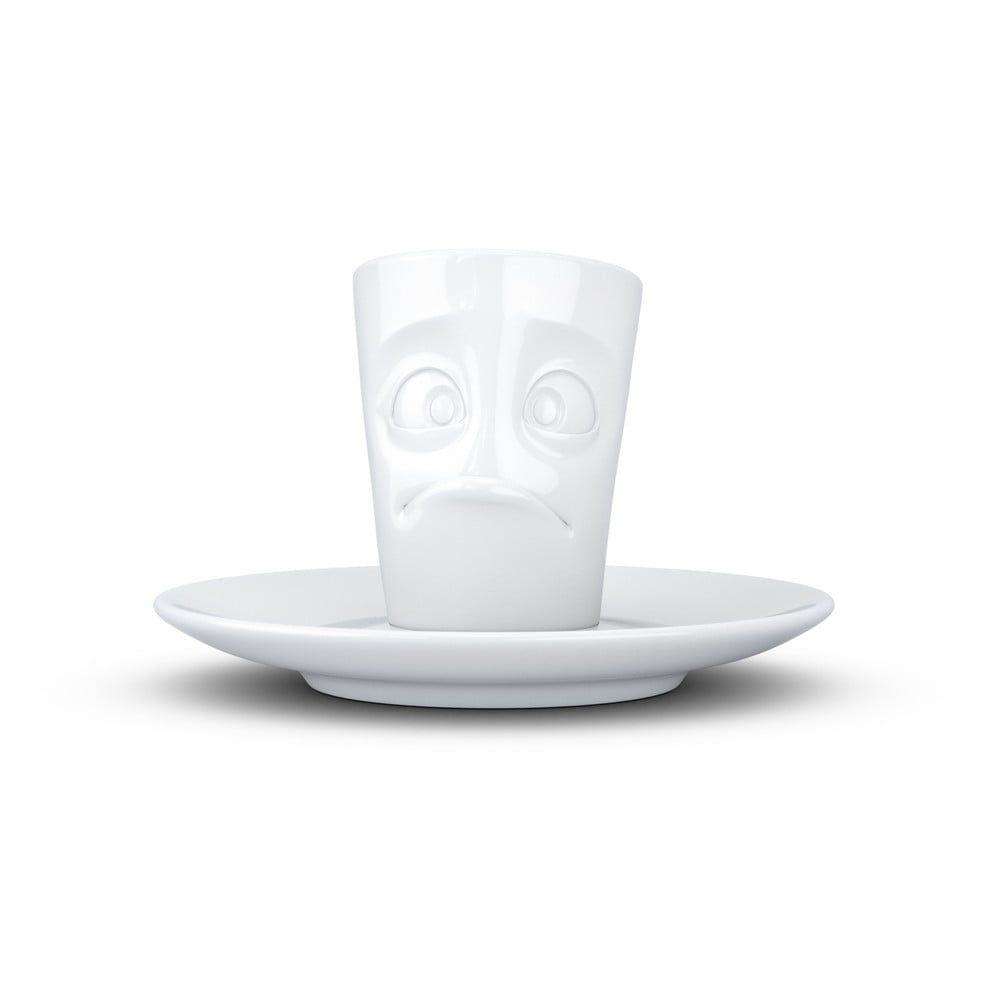 Biely sklamaný porcelánový hrnček na espresso s tanierikom 58products, objem 80 ml - Bonami.sk