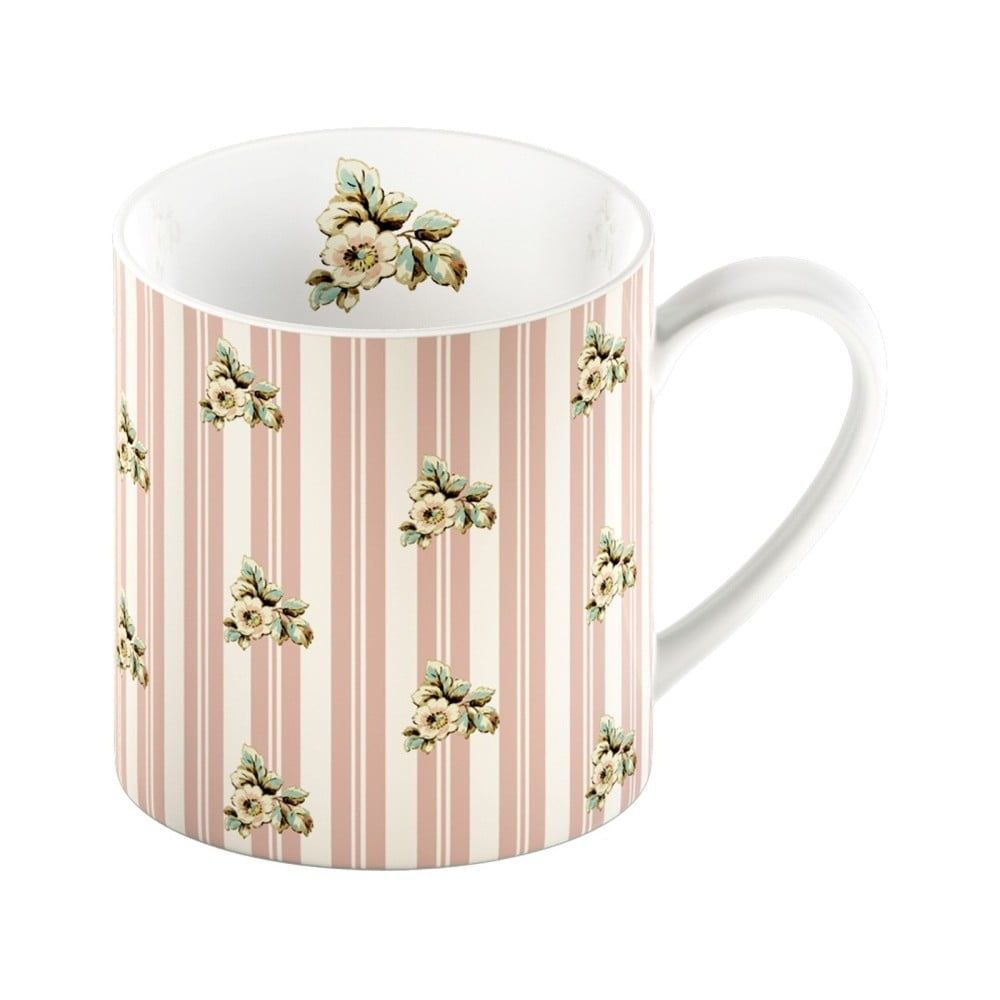Ružový porcelánový hrnček s pruhmi Creative Tops Cottage Flower, 330 ml - Bonami.sk