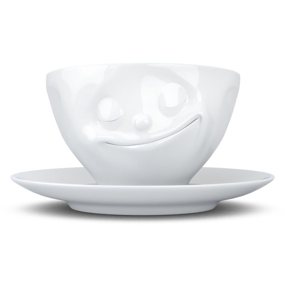 Biely šťastný porcelánový hrnček na kávu 58products, objem 200 ml - Bonami.sk