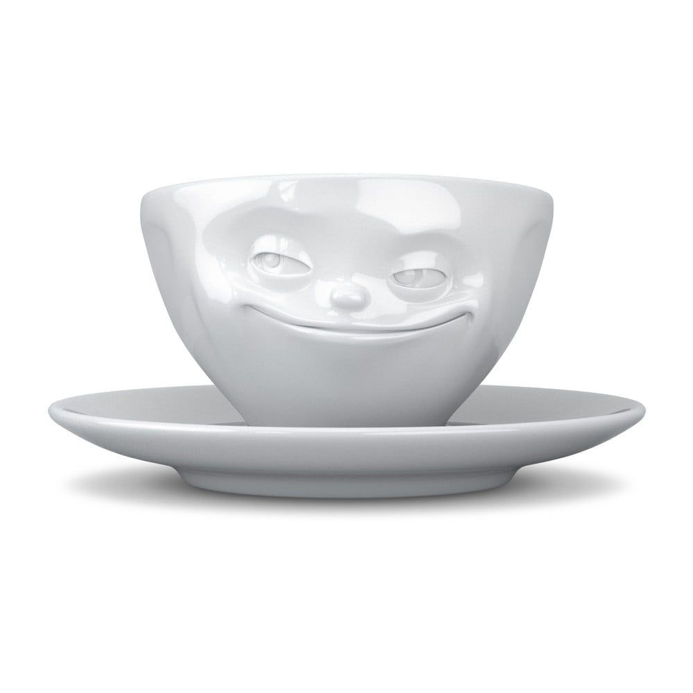 Biely usmievavý porcelánový hrnček na kávu 58products, objem 200 ml - Bonami.sk