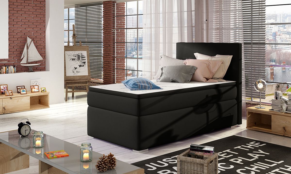 Čalúnená jednolôžková posteľ s úložným priestorom Rodrigo 90 P - čierna (Soft 11) - nabbi.sk