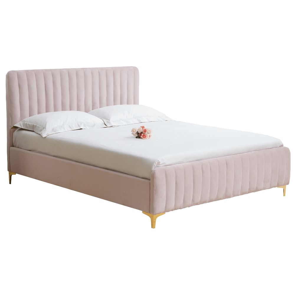Manželská posteľ s roštom Kaisa 180x200 cm - ružová / zlatá matná - nabbi.sk