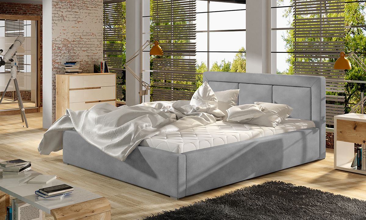 Čalúnená manželská posteľ s roštom Branco 200 - svetlosivá (Paros 05) - nabbi.sk
