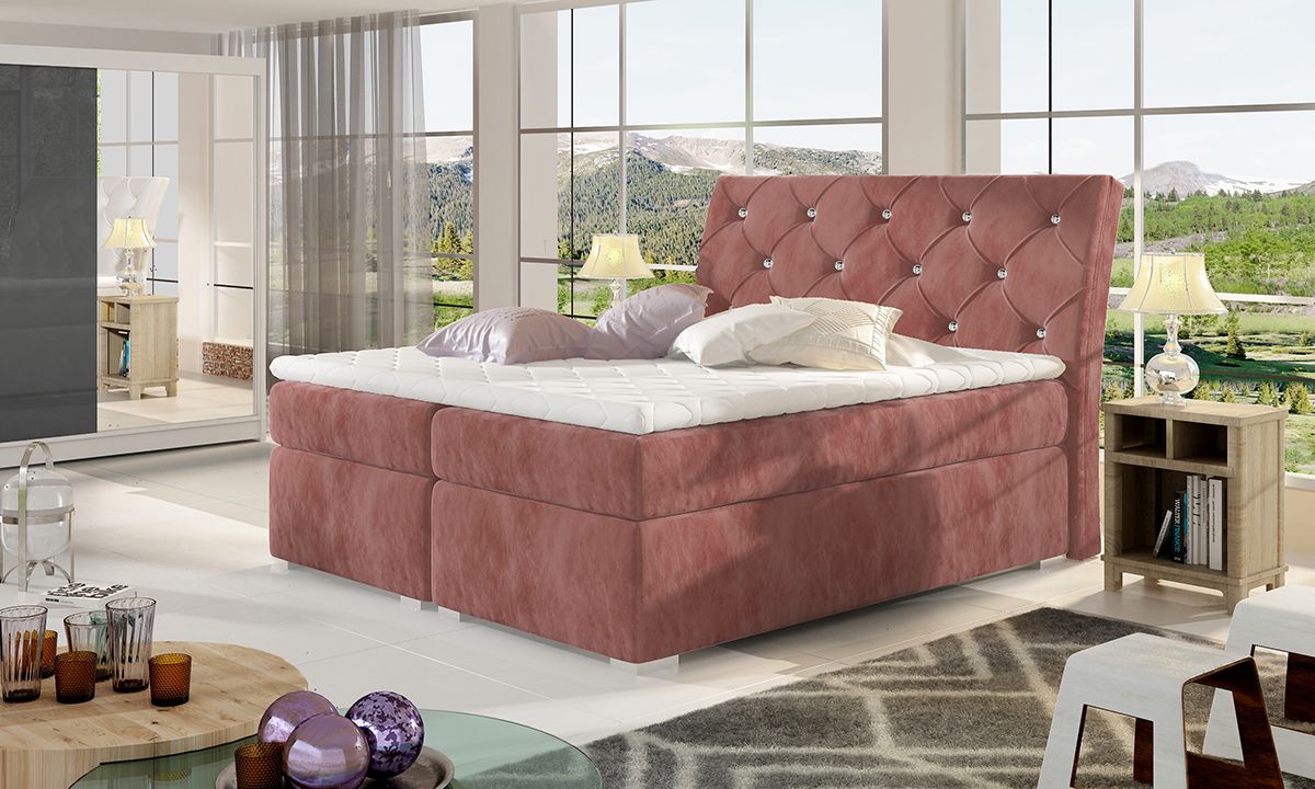 Čalúnená manželská posteľ s úložným priestorom Beneto 180 - ružová (Kronos 29) - nabbi.sk