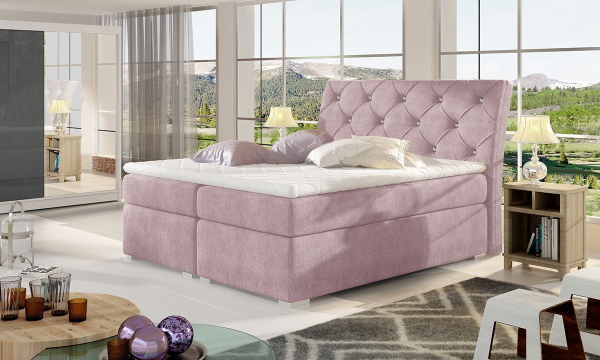Čalúnená manželská posteľ s úložným priestorom Beneto 180 - ružová (Omega 91) - nabbi.sk