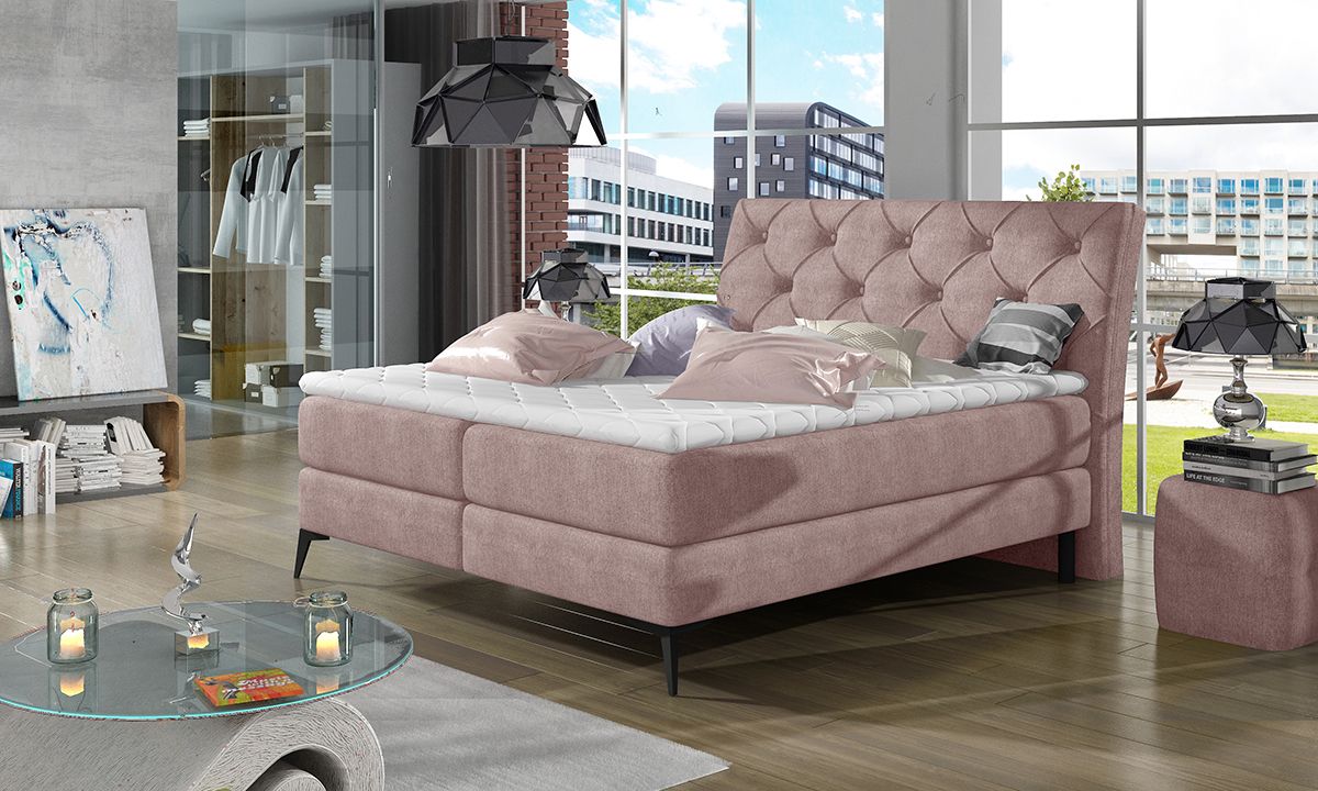 Čalúnená manželská posteľ s úložným priestorom Lazio 140 - ružová (Omega 91) - nabbi.sk