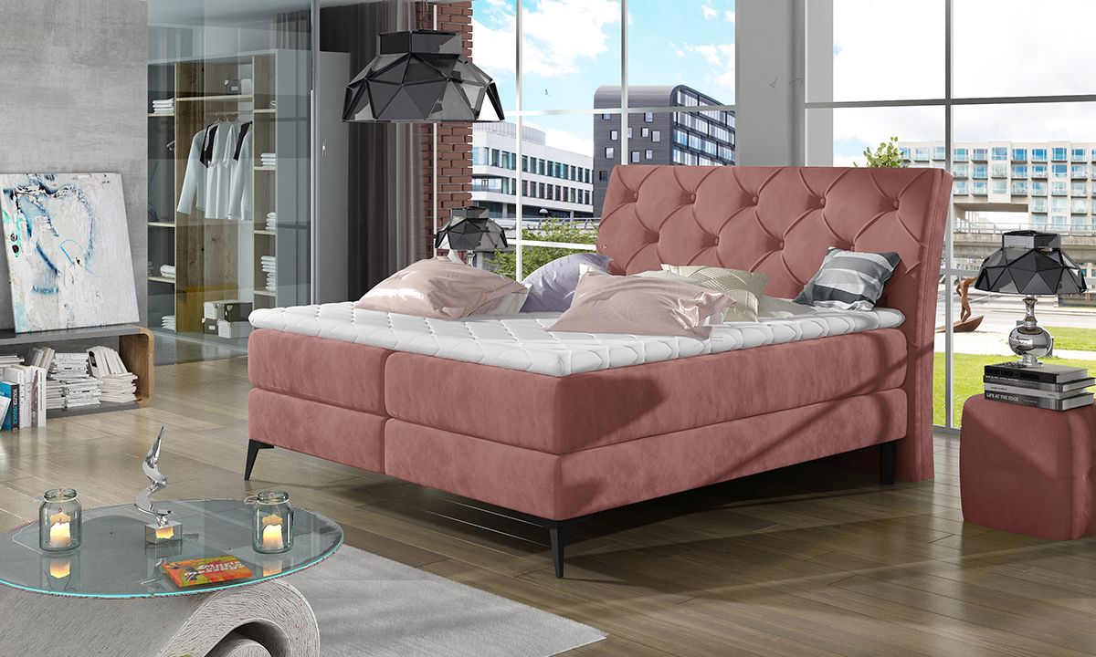 Čalúnená manželská posteľ s úložným priestorom Lazio 180 - ružová (Kronos 29) - nabbi.sk