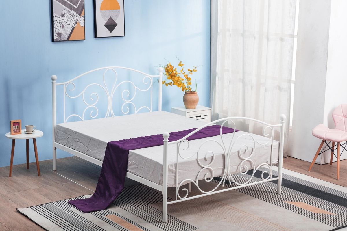 Kovová jednolôžková posteľ s roštom Panama 120 - biela - nabbi.sk