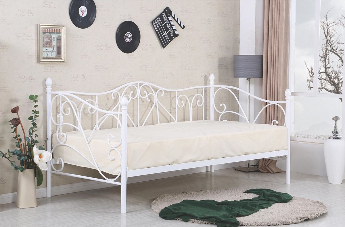 Kovová jednolôžková posteľ s roštom Sumatra 90 - biela - nabbi.sk