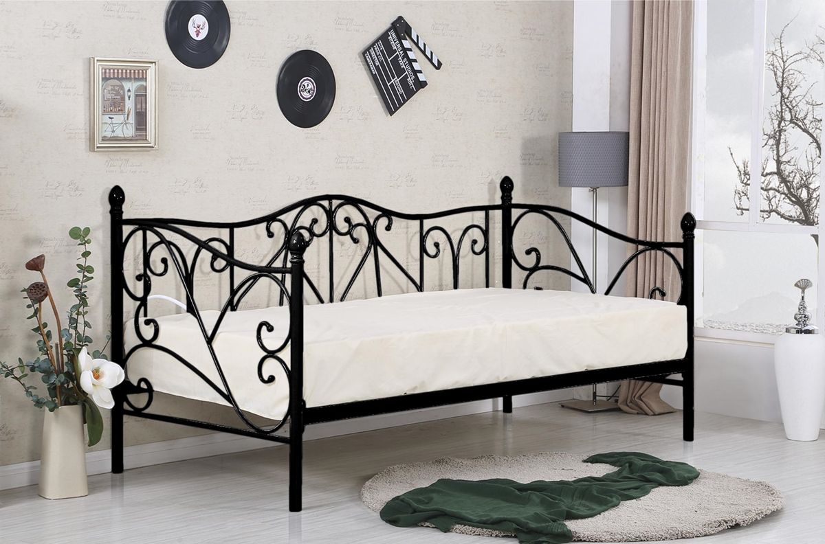 Kovová jednolôžková posteľ s roštom Sumatra 90 - čierna - nabbi.sk