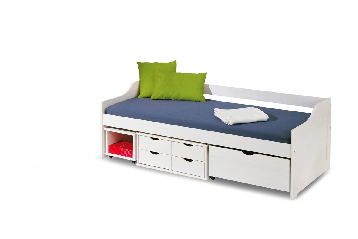 Jednolôžková posteľ s roštom a úložným priestorom Floro 2 90 - biely lesk - nabbi.sk