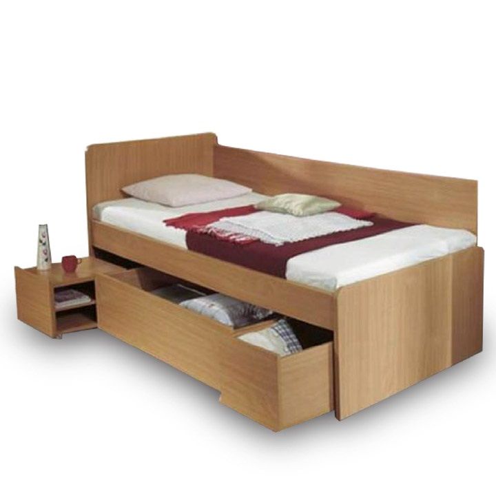 Jednolôžková posteľ s úložným priestorom Oto 90 - buk - nabbi.sk