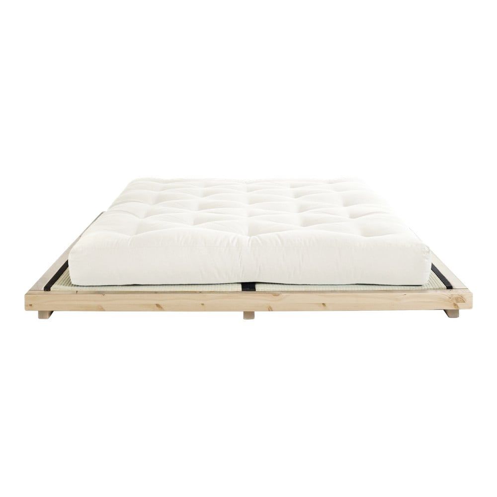 Dvojlôžková posteľ z borovicového dreva s matracom a tatami Karup Design Dock Comfort Mat Natural/Natural, 160 × 200 cm - Bonami.sk