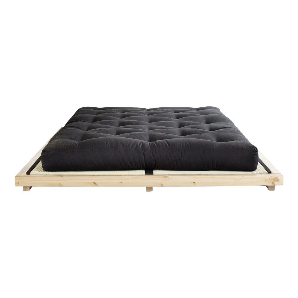 Dvojlôžková posteľ z borovicového dreva s matracom a tatami Karup Design Dock Double Latex Natural/Black, 160 × 200 cm - Bonami.sk